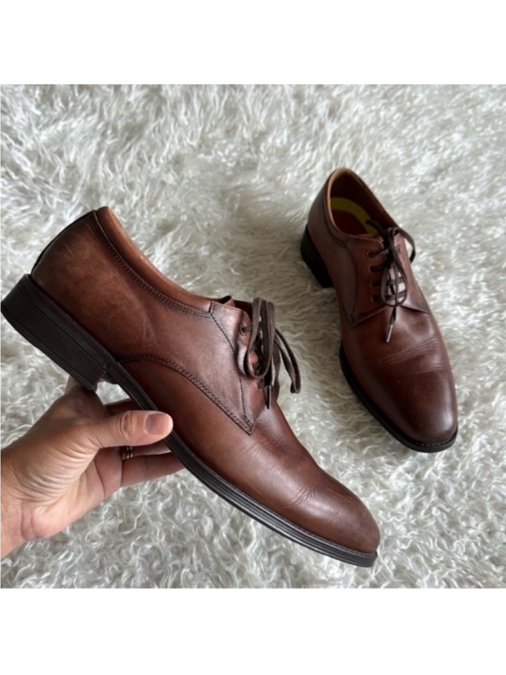 Florsheim Amelio Men’s Leather Oxford Brown Cognac Dress Shoes Sz 9.5 Lace up